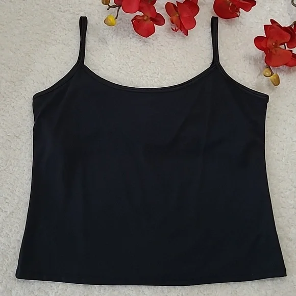Worthington Stretch Camisole Shelf Bra Black Cami Adjustable Straps Lg - Picture 2 of 10